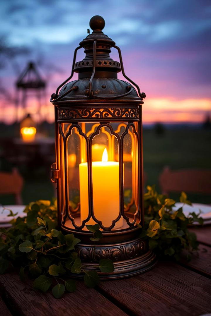 Vintage Lantern Centerpiece - 30 Rustic Wedding Centerpieces