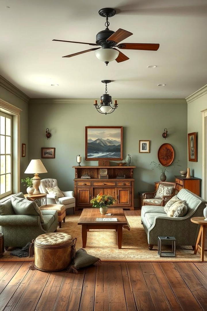 Vintage Meets Nature in a Living Space - 30 Rustic Sage Green Living Room Ideas