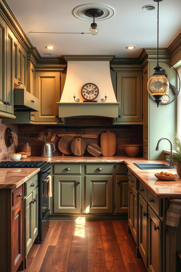 Vintage Olive Green Cabinets - 21 Green Kitchen Cabinet Ideas