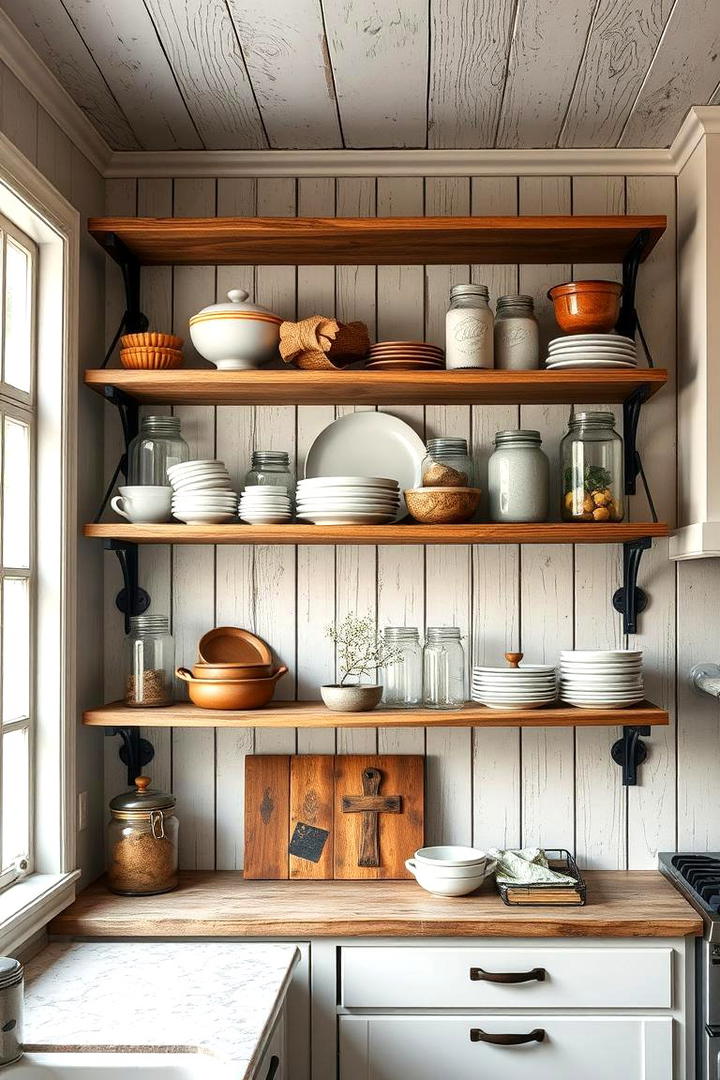 Vintage Open Shelving - 21 Rustic Kitchen Ideas