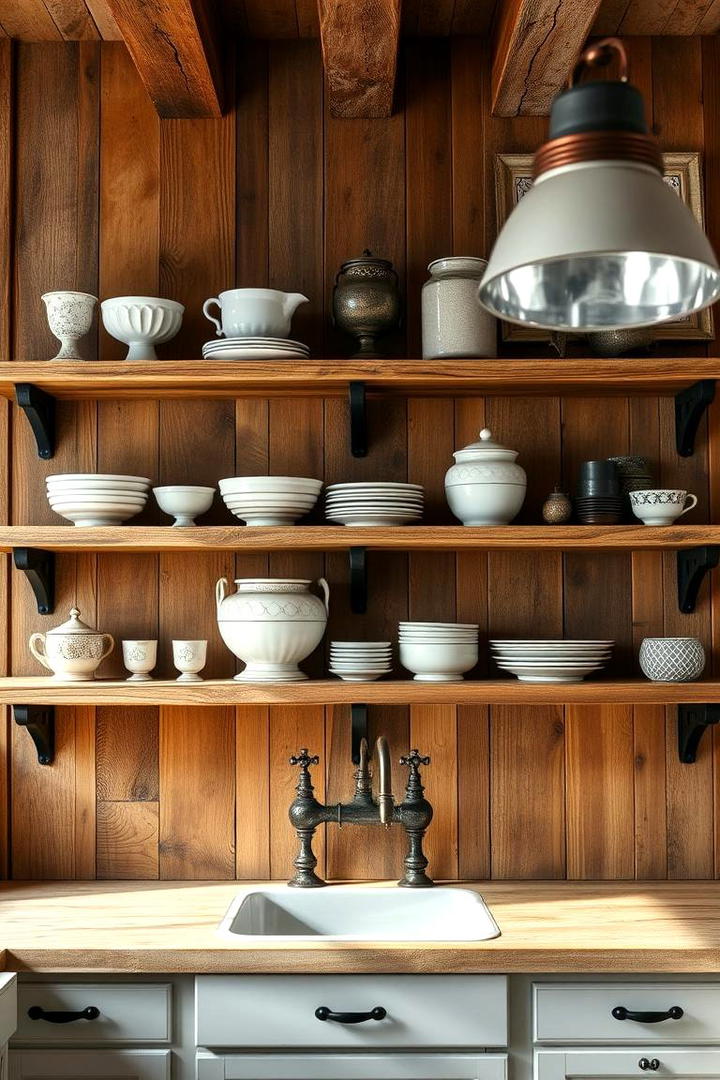 Vintage Open Shelving - 21 Country Kitchen Ideas