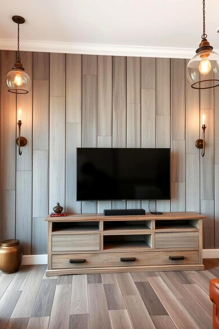 Vintage Reclaimed Wood TV Wall - 21 Tv Wall Ideas