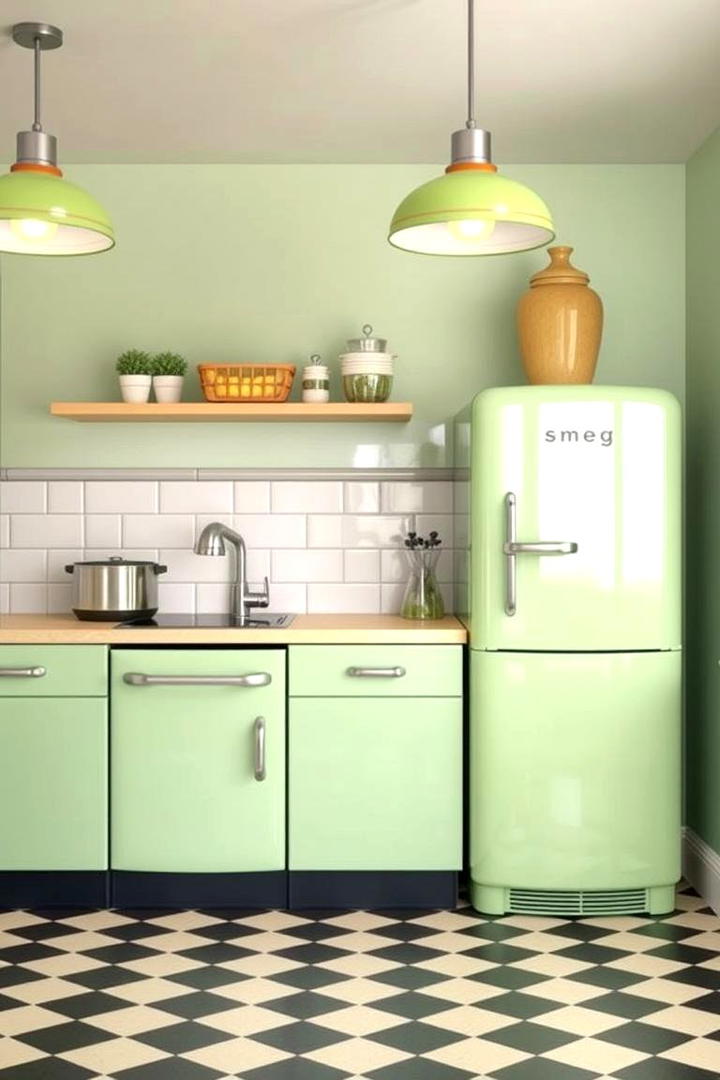 Vintage Retro Touch - 30 Kitchens Without Upper Cabinets