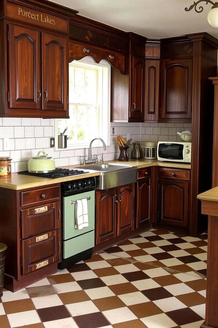 Vintage Revival - 30 Dark Wood Kitchen Cabinets