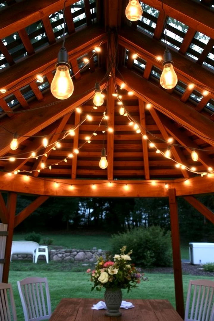 Vintage String Lights - 30 Gazebo Lighting Ideas