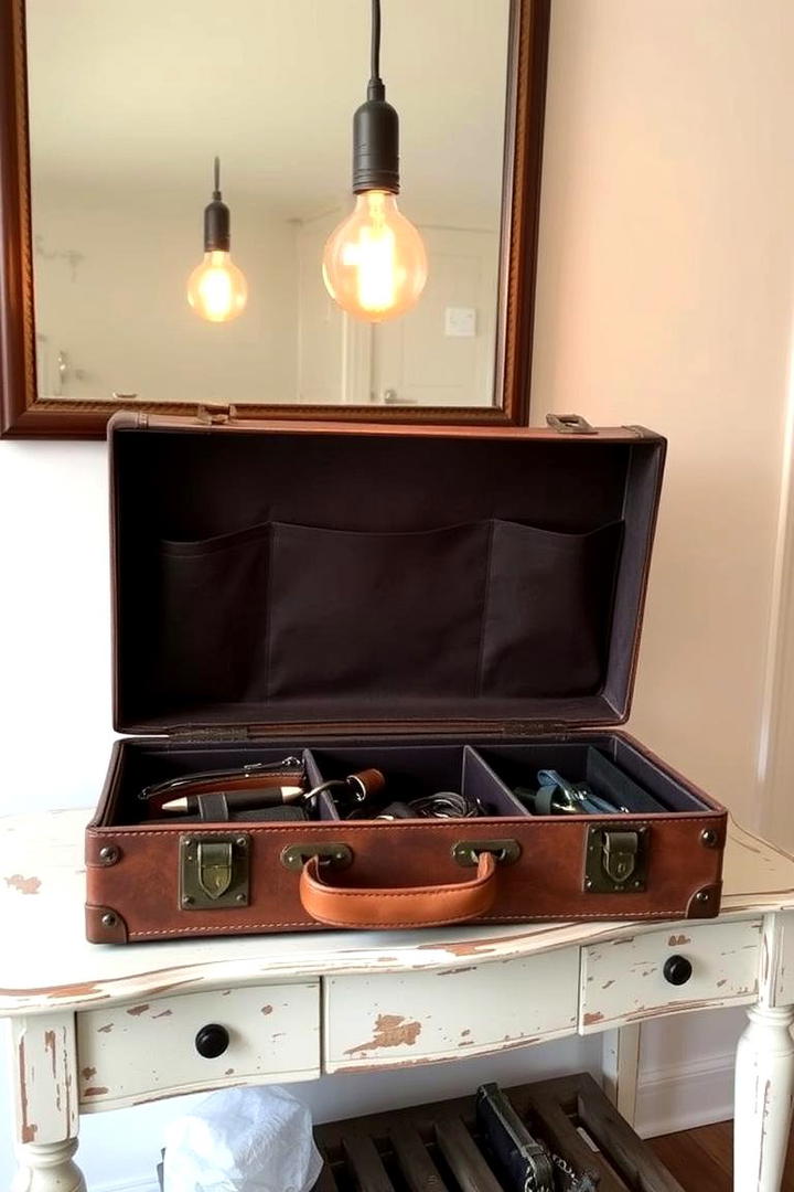 Vintage Suitcase Purse Holder - 30 Pots and Pans Storage Ideas