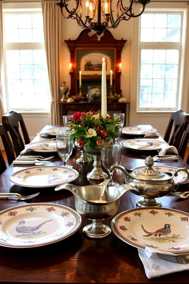 Vintage Tableware Charm - 30 Friendsgiving Decor Ideas