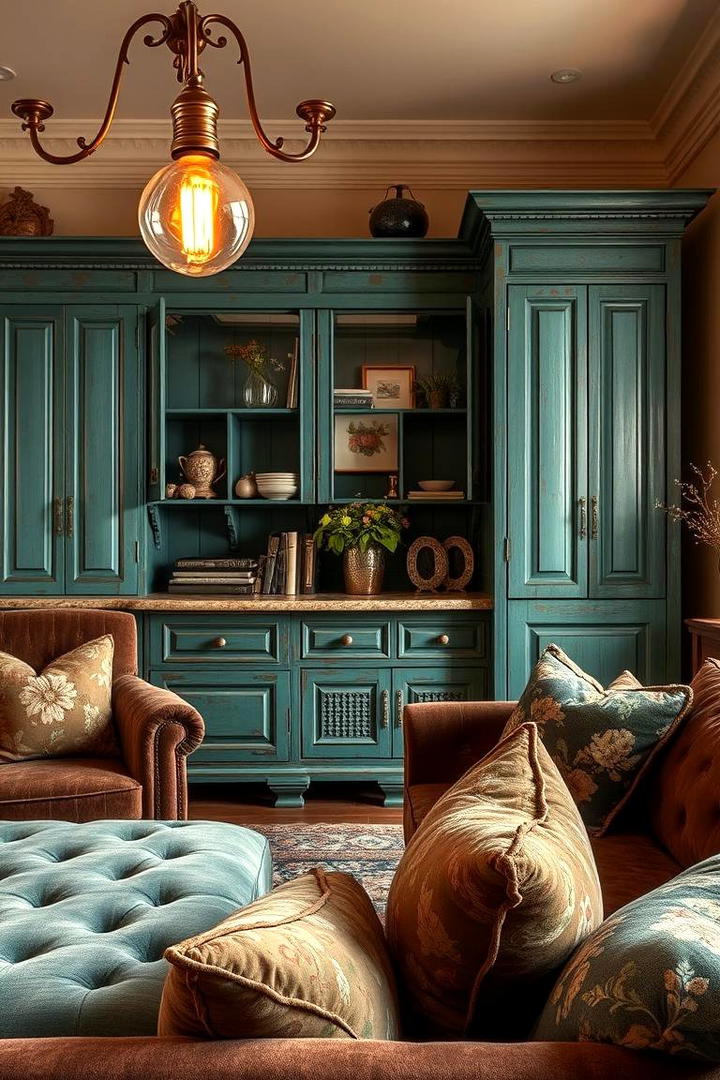 Vintage Teal Charm - 30 Teal Living Room Ideas