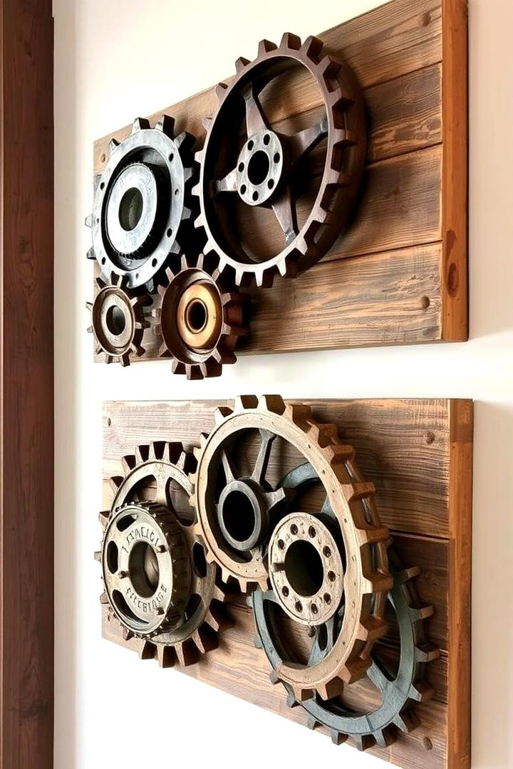 Vintage Tractor Part Display - 21 Farmhouse Wall Decor Ideas