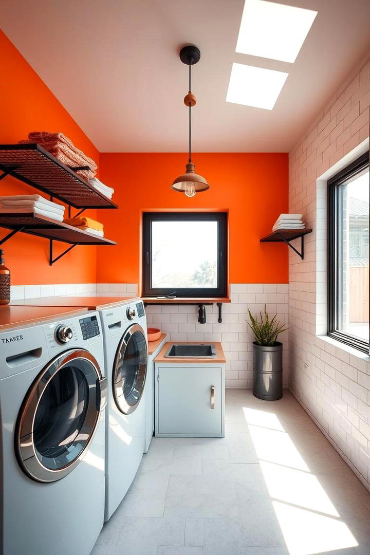 Vivid Orange Pop - 30 Laundry Room Paint Ideas