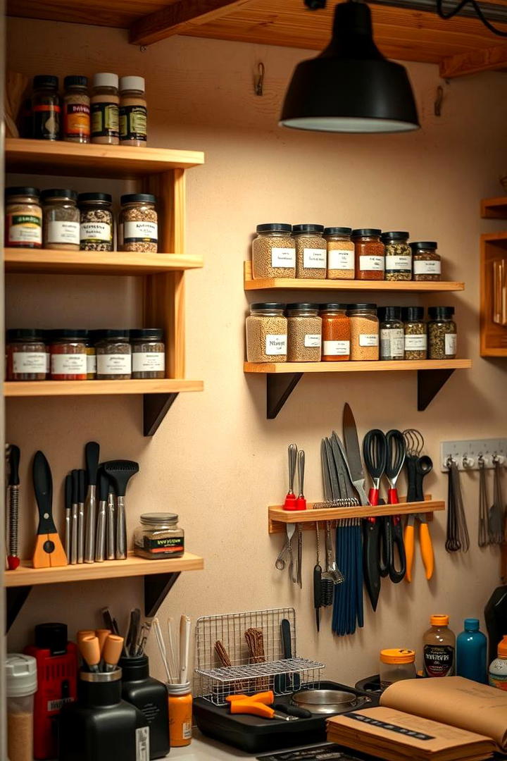 Wall Mounted Spice Shelves - 30 Shed Shelving Ideas