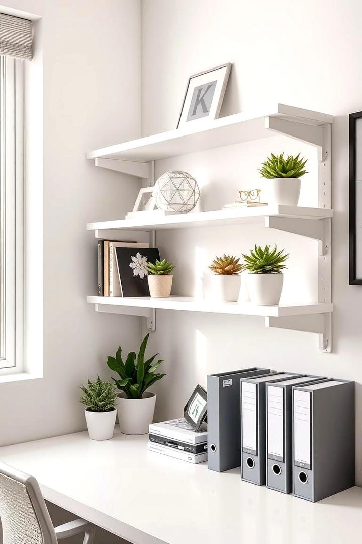 Wall mounted Shelving - 21 Small Office Ideas