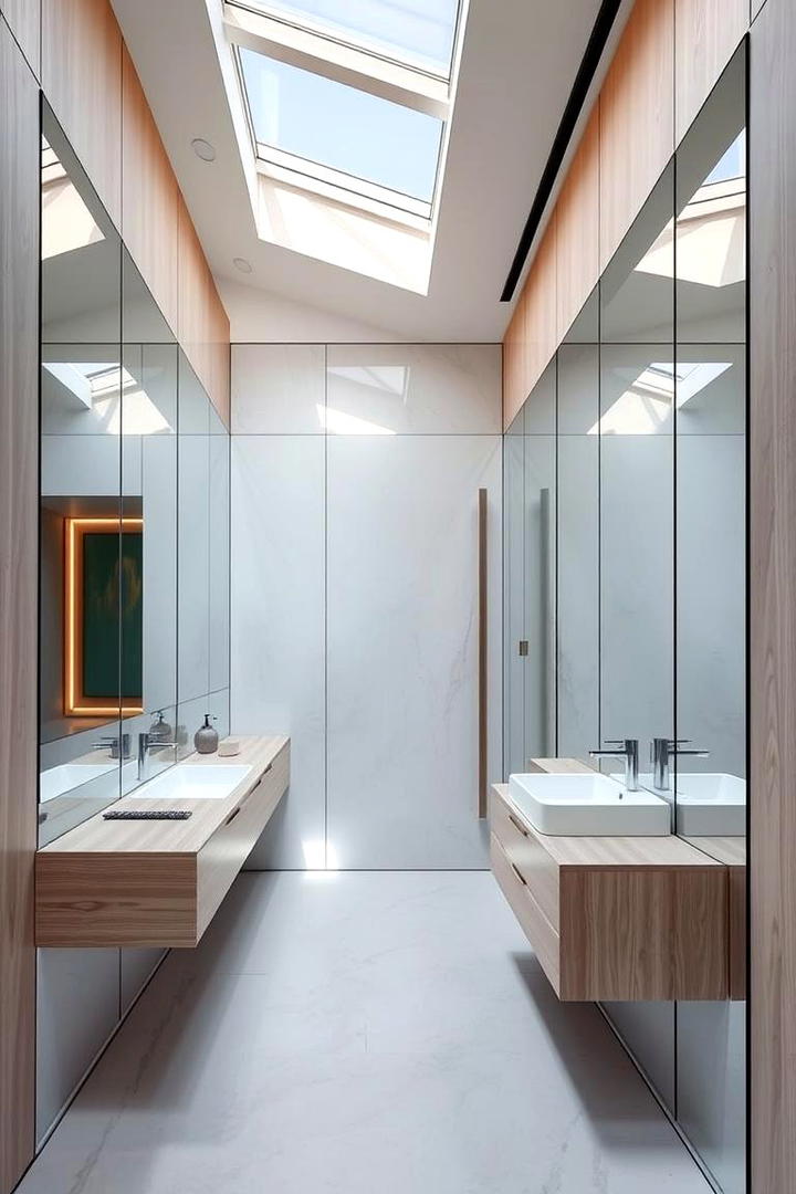 Wall to Wall Expansive Mirror - 21 Bathroom Mirror Ideas