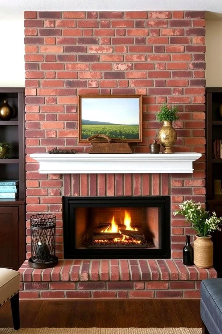 Warm Brick Accent - 21 Brick Fireplace Ideas