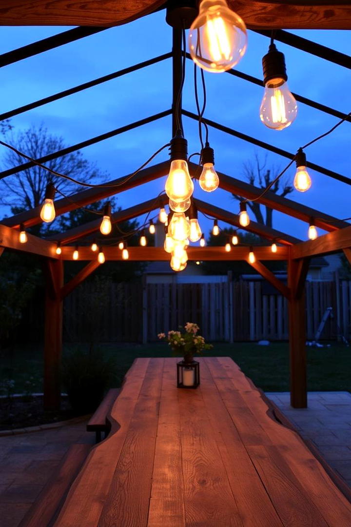 Warm Edison Bulbs - 30 Gazebo Lighting Ideas