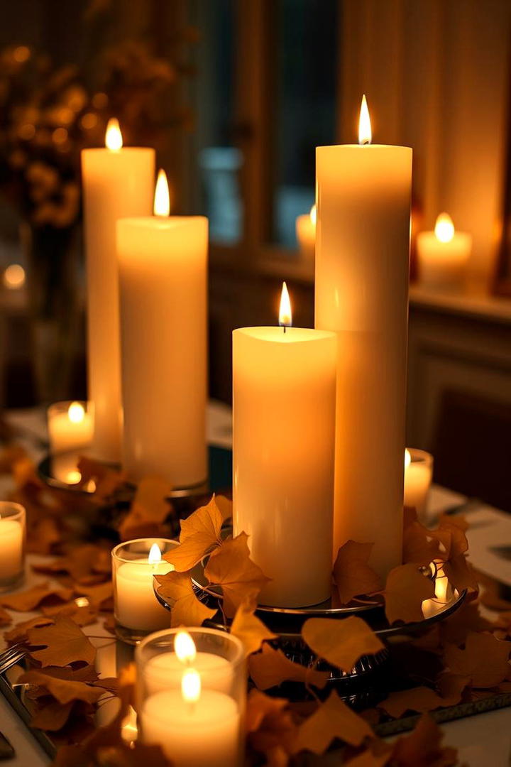 Warm Harvest Candle Ensemble - 21 Thanksgiving Centerpiece Ideas