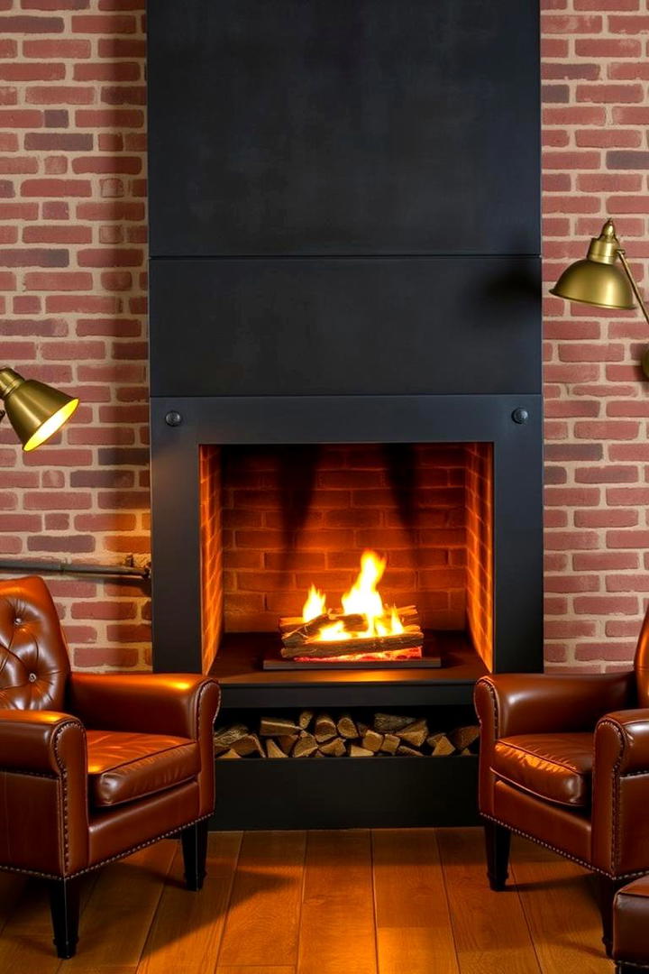 Warm Industrial Edge - 30 Farmhouse Fireplace Ideas