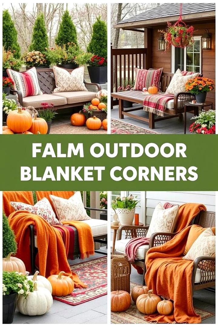 Warm Outdoor Blanket Corners - 21 fall outdoor decorating ideas