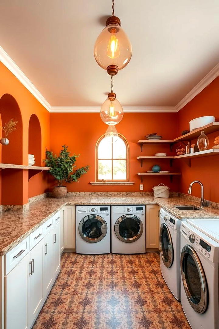 Warm Terracotta Accent - 30 Laundry Room Paint Ideas