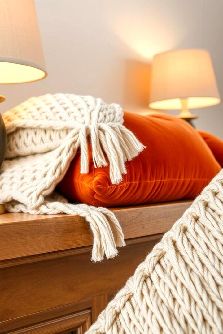 Warm Textured Fabrics - 30 Fall Mantel Decor Ideas