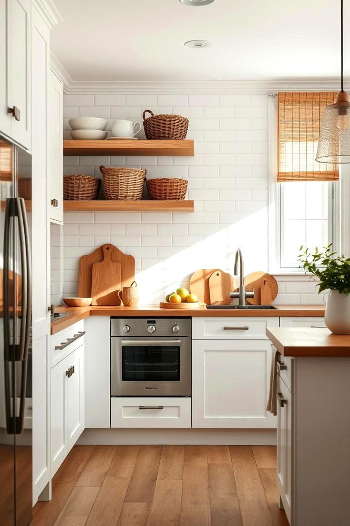 Warm White and Wood Combo - 30 Small White Kitchen Ideas