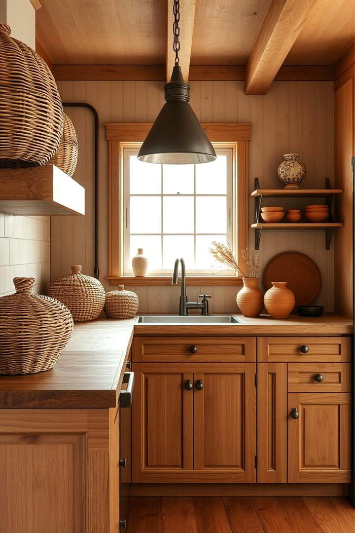 Warm Wood Accented Kitchen Counters - 30 Kitchen Counter Decor Ideas