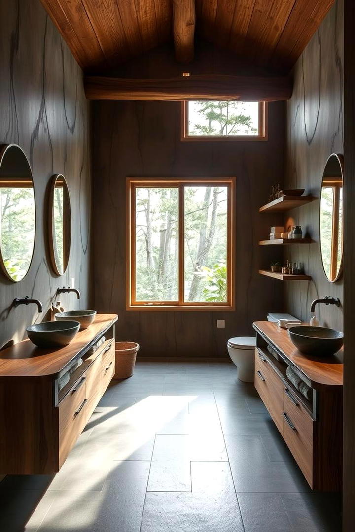 Warm Wood Accents - 30 Jack and Jill Bathroom Ideas