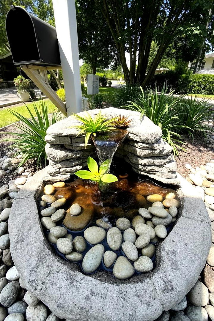 Water Feature Integration - 30 Mailbox Landscaping Ideas