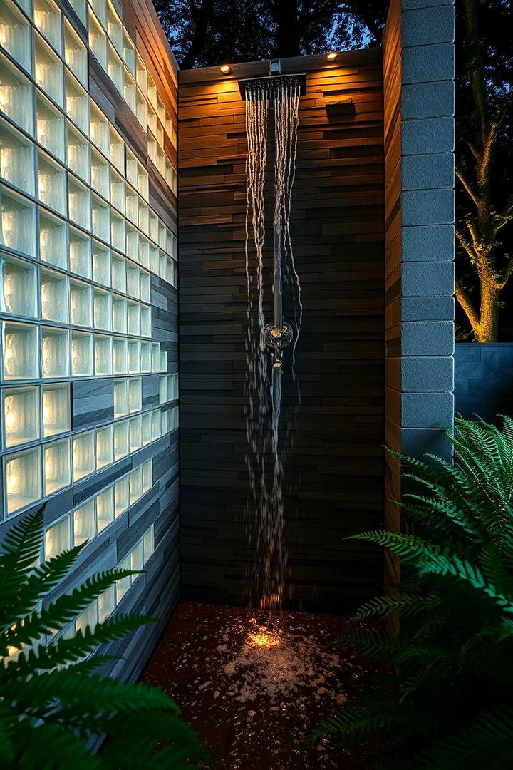 Waterfall Feature Delight - 21 Outdoor Shower Ideas