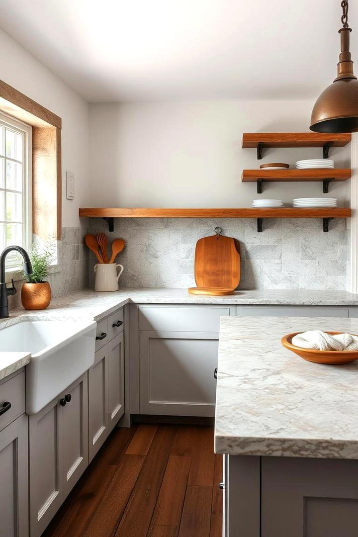 Weathered Stone Countertops - 21 Farmhouse Kitchen Ideas