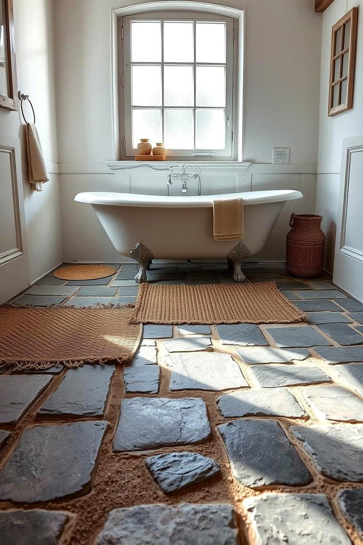 Weathered Stone Flooring - 21 Country Bathroom Ideas