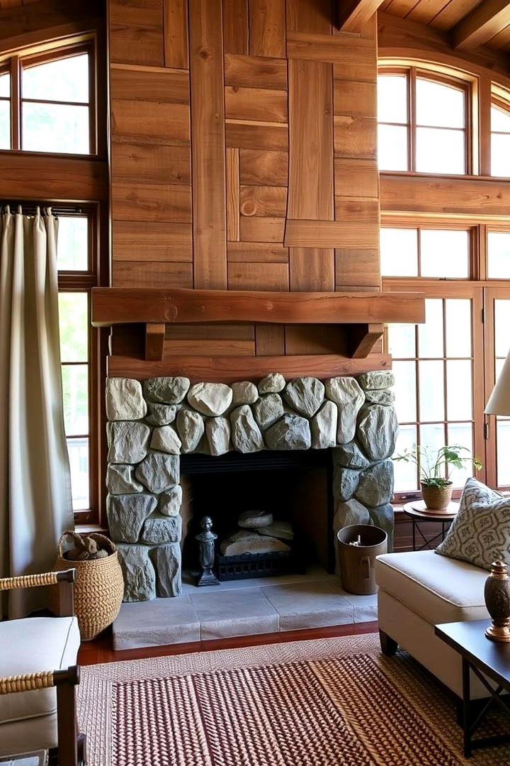 Weathered Wood Finishing - 30 Farmhouse Fireplace Ideas