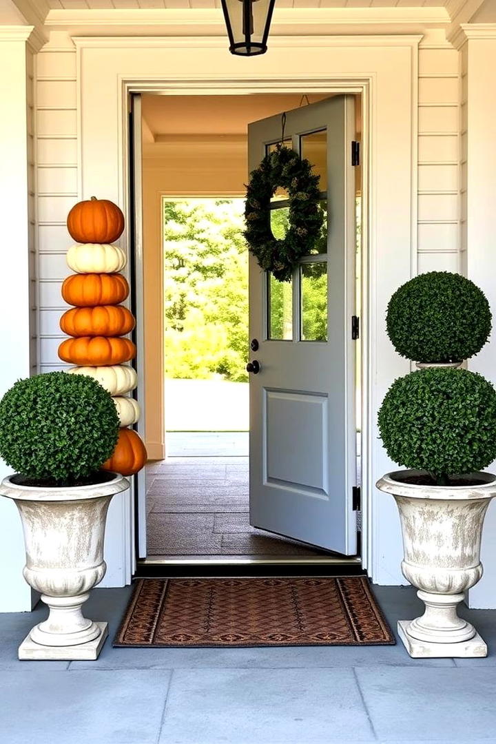 Welcoming Pumpkin Doorway Arrangements - 21 Pumpkin Decor Ideas