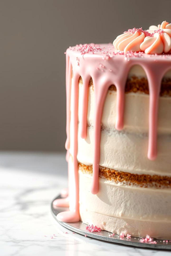 Whimsical Drip Detail Cake - 21 Naked and Semi-naked Wedding Cake Ideas