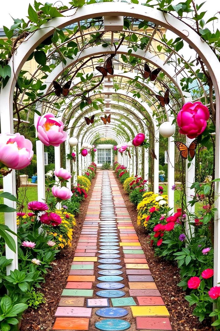 Whimsical Flower Lined Walkway - 30 Covered Walkway Ideas