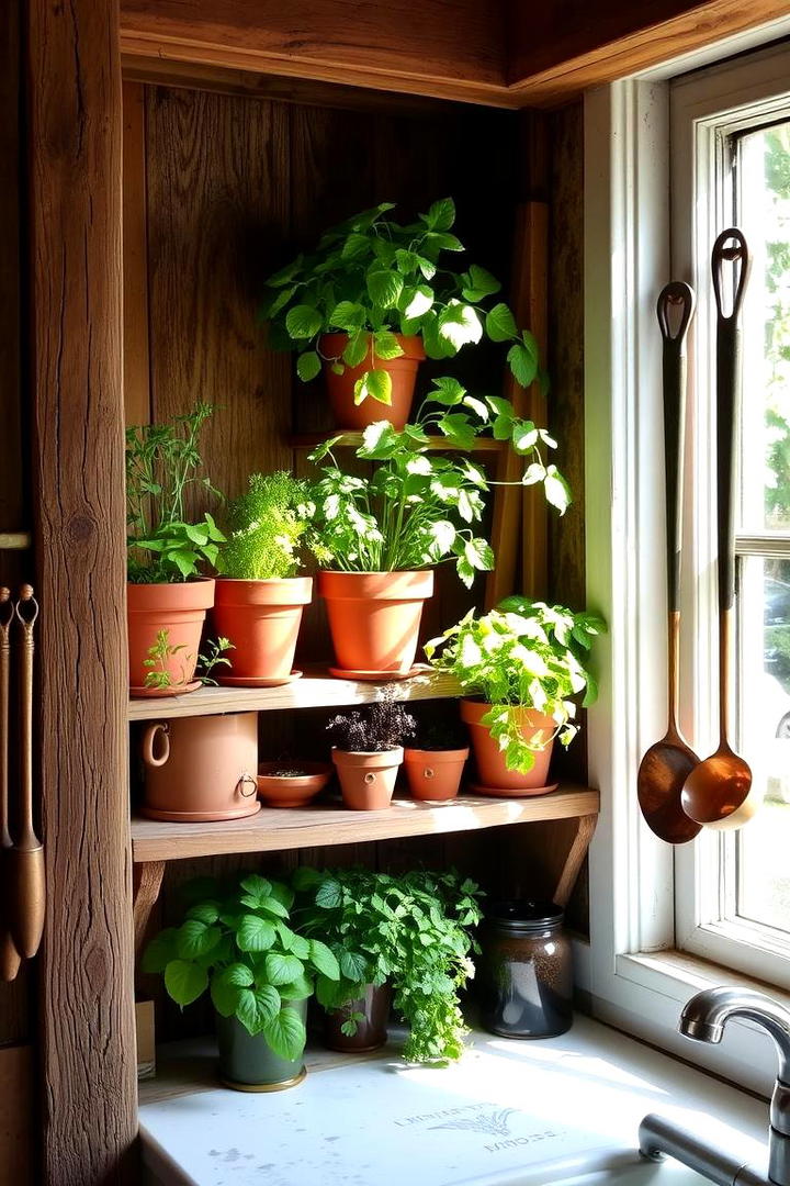 Whimsical Garden Herb Nook - 30 Cabin Kitchen Ideas