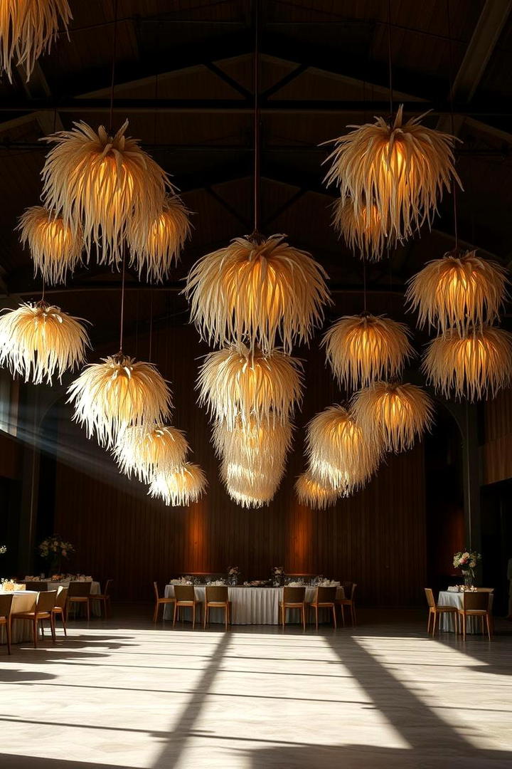 Whimsical Pampas Chandelier Accents - 30 Pampas Grass Wedding Decor Ideas