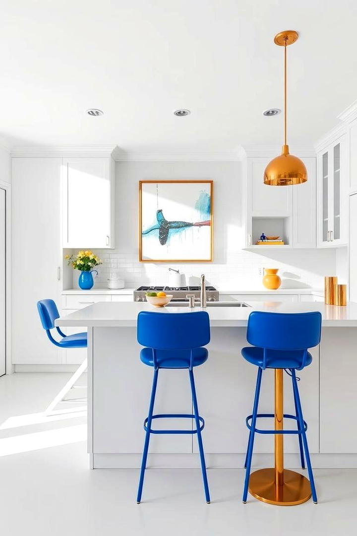 White Kitchen with Bold Color Accents - 30 Small White Kitchen Ideas