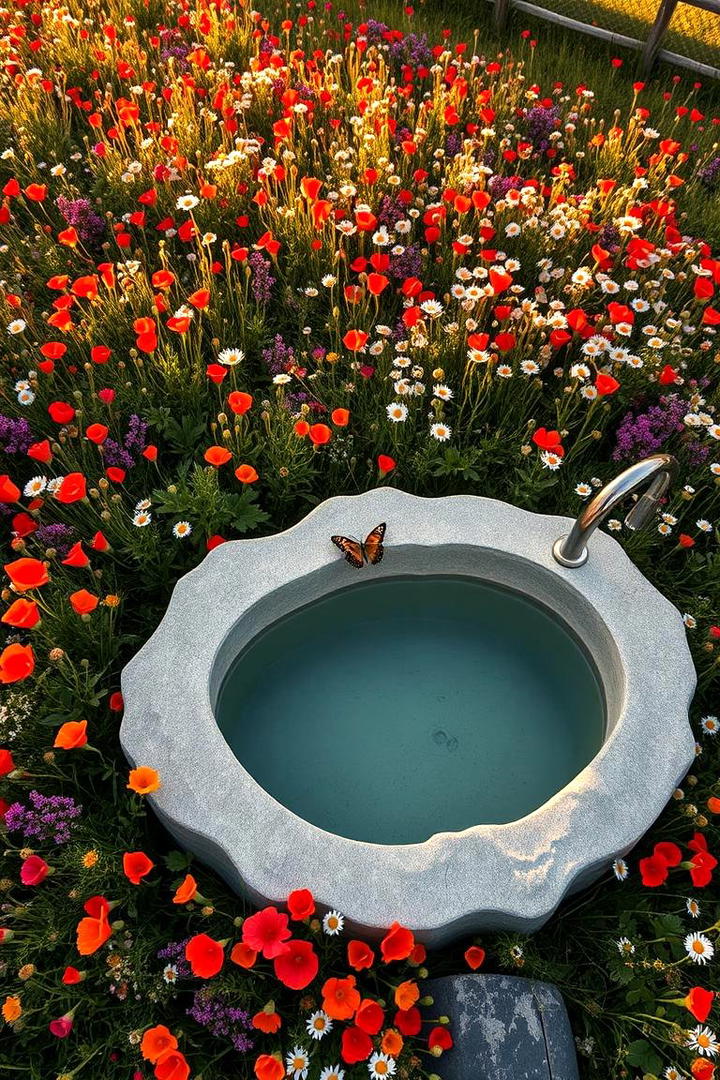 Wildflower Meadow Bath - 30 Outdoor Bathtub Ideas