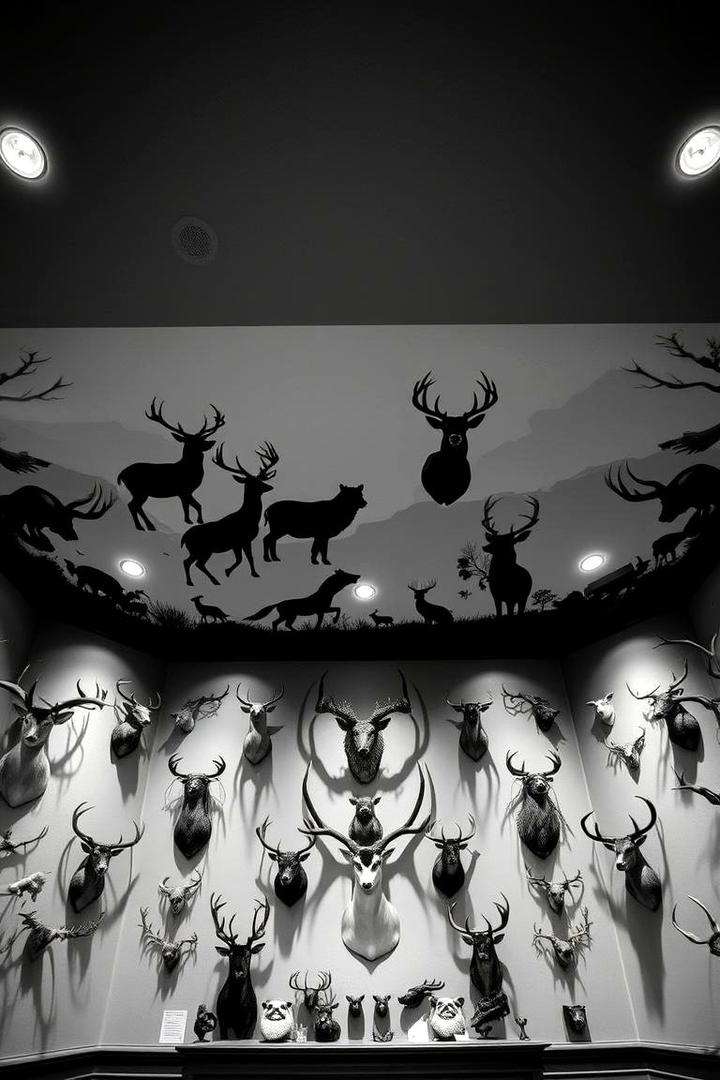 Wildlife Silhouette Backdrop - 30 Hunting Trophy Room Ideas