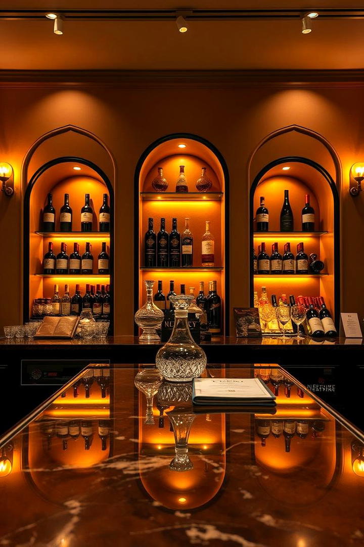 Wine and Spirits Display Bar - 30 Kitchen Bar Ideas