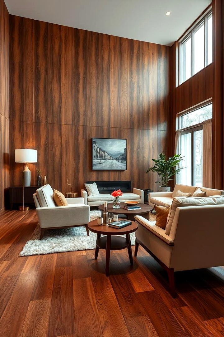 Wood Paneling Elegance - 30 Living Room Accent Wall Ideas