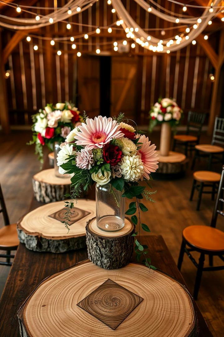 Wood Slice Accents - 21 Fall Wedding Décor Ideas