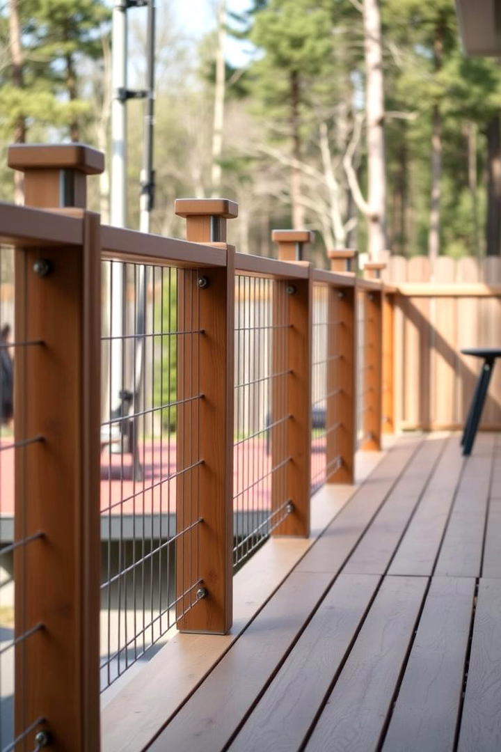 Wood and Cable Railing Combo - 21 Deck Railing Ideas