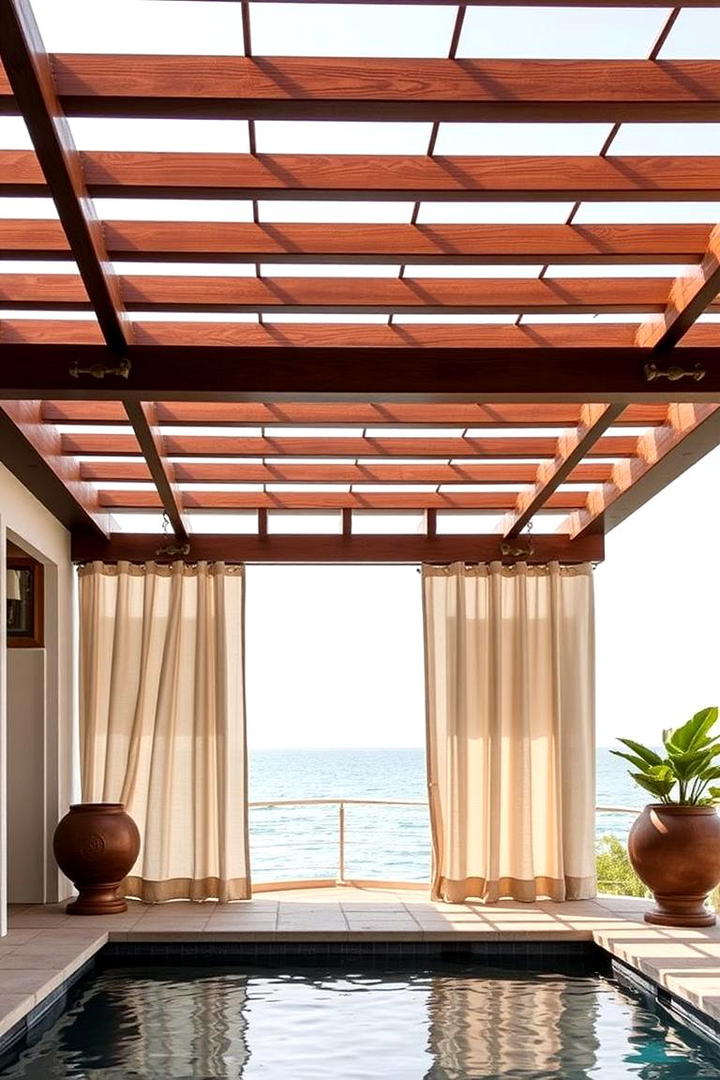 Wooden Louvered Roof for Rustic Charm - 30 Pool Shade Ideas