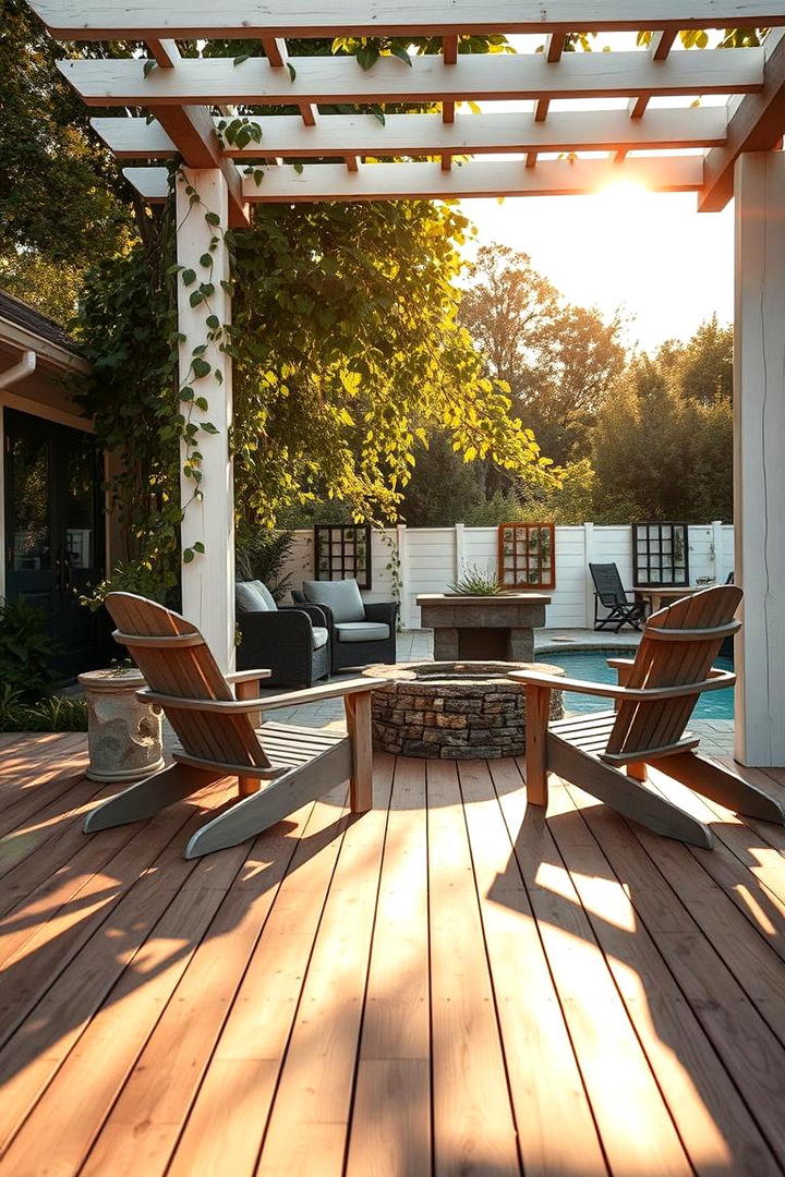 Wooden Retreat Pool Deck with Pergola - 21 Pool Deck Ideas