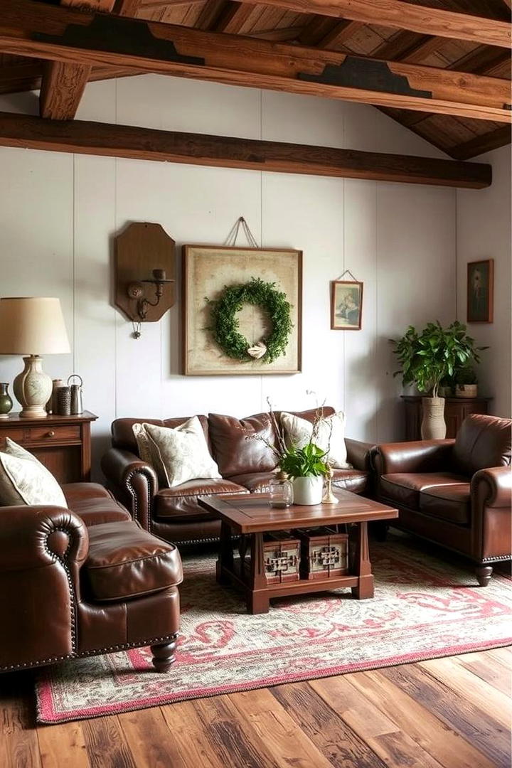 Worn Leather Comfort - 21 French Country Living Room Ideas