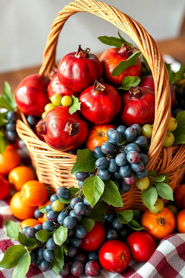 Woven Basket Centerpiece with Seasonal Fruits - 30 Rustic Wedding Centerpieces