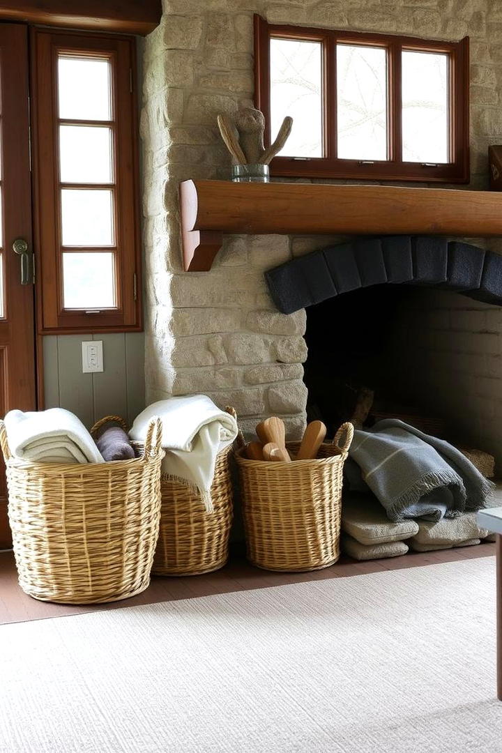 Woven Basket Storage - 21 Rustic Living Room Ideas