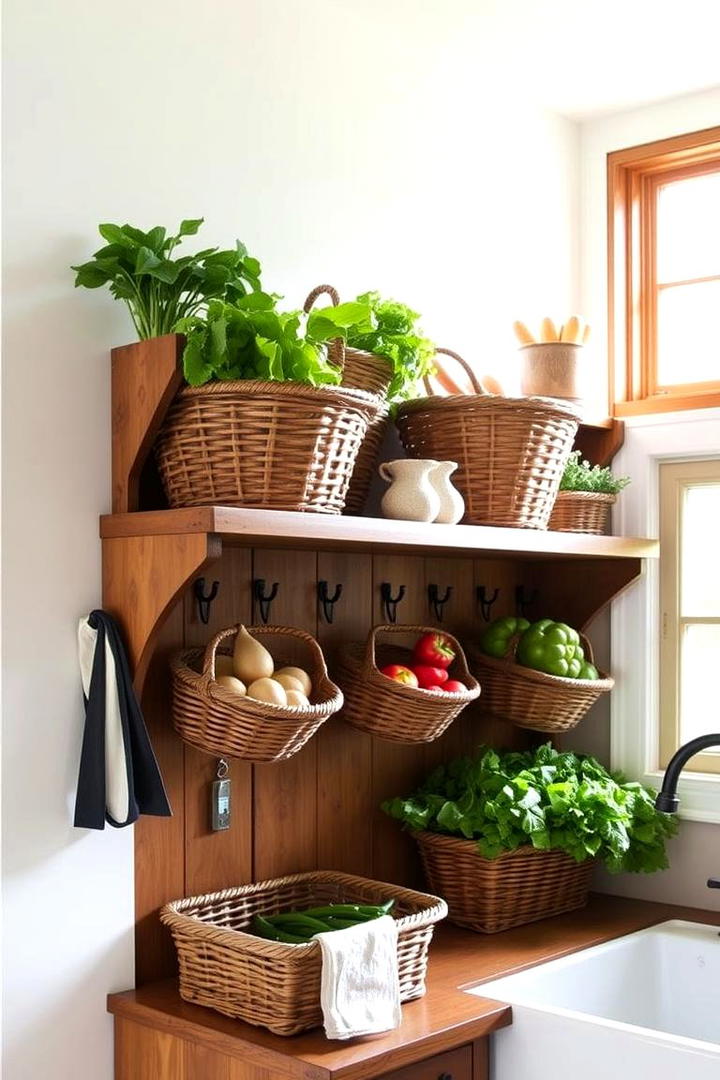 Woven Basket Storage Solutions - 30 Cabin Kitchen Ideas